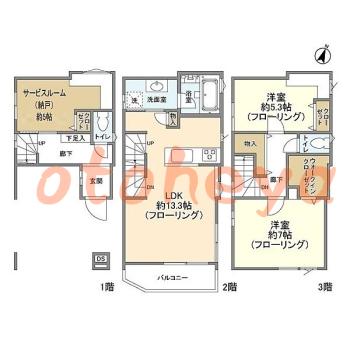 楽器ピアノ可相談 の 賃貸物件 2SLDK 18.9万円の図面１