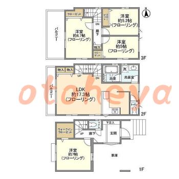楽器ピアノ可相談 の 賃貸物件 4LDK 22.4万円の図面１