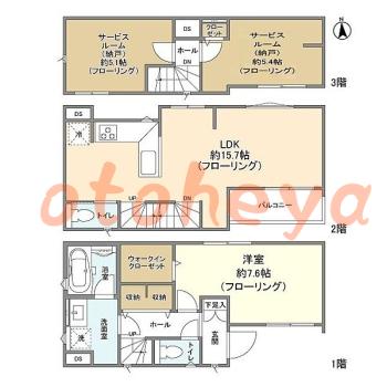 楽器ピアノ可相談 の 賃貸物件 1SLDK 25.1万円の図面１