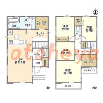 楽器ピアノ可相談 の 賃貸物件 4LDK 22.5万円の図面１