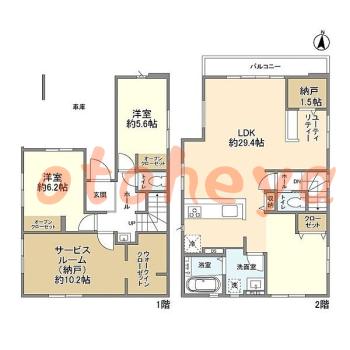 楽器ピアノ可相談 の 賃貸物件 2SLDK 23万円の図面１
