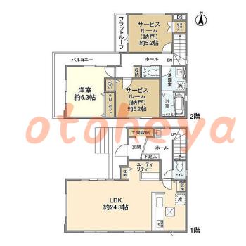 楽器ピアノ可相談 の 賃貸物件 1SLDK 23.9万円の図面１