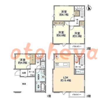 楽器ピアノ可相談 の 賃貸物件 4LDK 20.5万円の図面１