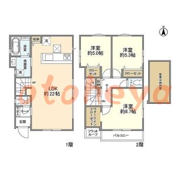 楽器ピアノ可相談 の 賃貸物件 3LDK 21.9万円の図面１