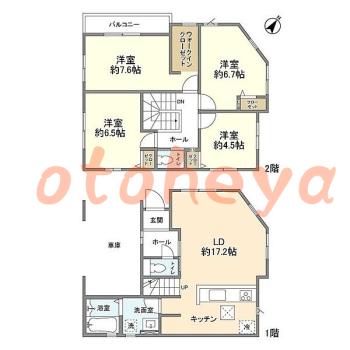 楽器ピアノ可相談 の 賃貸物件 4LDK 19.5万円の図面１