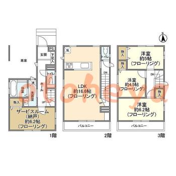 楽器ピアノ可相談 の 賃貸物件 3SLDK 25.8万円の図面１