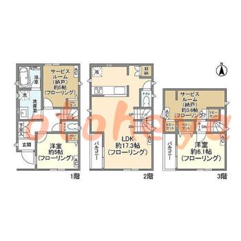 楽器ピアノ可相談 の 賃貸物件 2SLDK 23万円の図面１