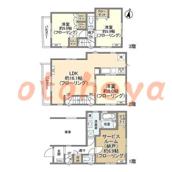 楽器ピアノ可相談 の 賃貸物件 3SLDK 25万円の図面１