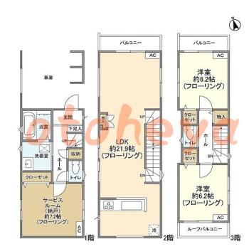 楽器ピアノ可相談 の 賃貸物件 2SLDK 30万円の図面１