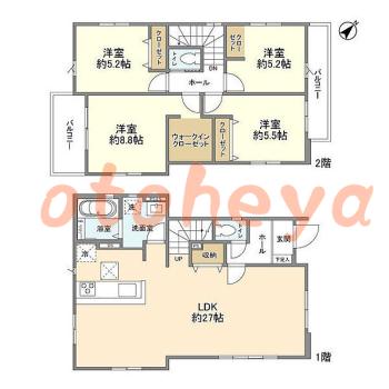 楽器ピアノ可相談 の 賃貸物件 4LDK 23万円の図面１