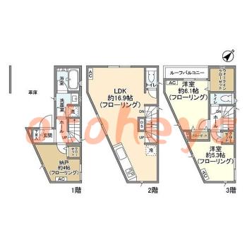 楽器ピアノ可相談 の 賃貸物件 2SLDK 20.5万円の図面１
