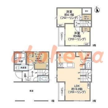 楽器ピアノ可相談 の 賃貸物件 2SLDK 31.4万円の図面１