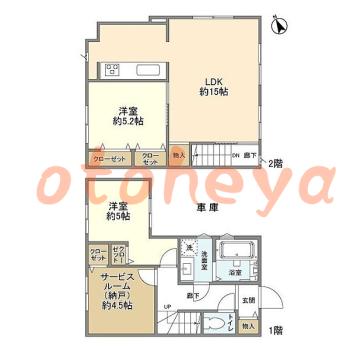 楽器ピアノ可相談 の 賃貸物件 2SLDK 32万円の図面１