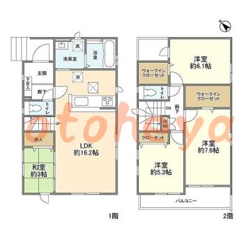 楽器ピアノ可相談 の 賃貸物件 4LDK 18.8万円の図面１