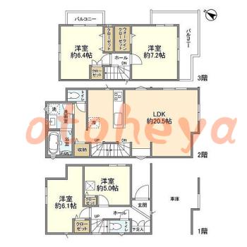 楽器ピアノ可相談 の 賃貸物件 4LDK 28.5万円の図面１