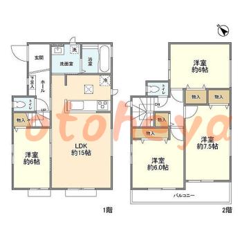 楽器ピアノ可相談 の 賃貸物件 4LDK 17.3万円の図面１