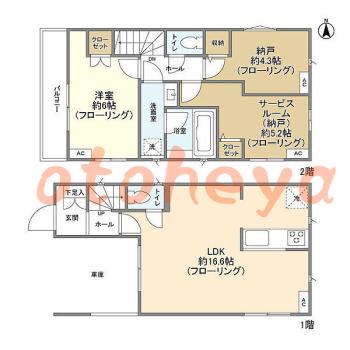 楽器ピアノ可相談 の 賃貸物件 1SLDK 25万円の図面１