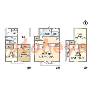楽器ピアノ可相談 の 賃貸物件 3SLDK 21.5万円の図面１