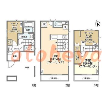 楽器ピアノ可相談 の 賃貸物件 1SLDK 23.8万円の図面１