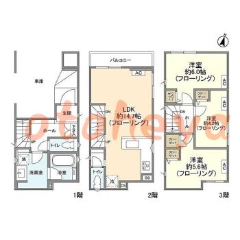楽器ピアノ可相談 の 賃貸物件 3LDK 18万円の図面１