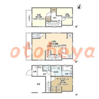 楽器ピアノ可相談 の 賃貸物件 2SLDK 20.8万円の図面１