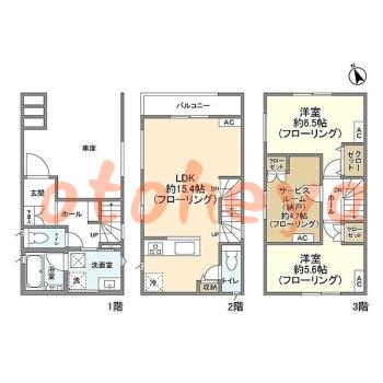 楽器ピアノ可相談 の 賃貸物件 2SLDK 20.5万円の図面１