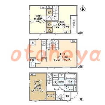 楽器ピアノ可相談 の 賃貸物件 2SLDK 24万円の図面１
