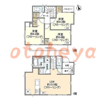 楽器ピアノ可相談 の 賃貸物件 3LDK 20.7万円の図面１