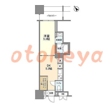 楽器ピアノ可相談 の 賃貸物件 1DK 9.6万円の図面１