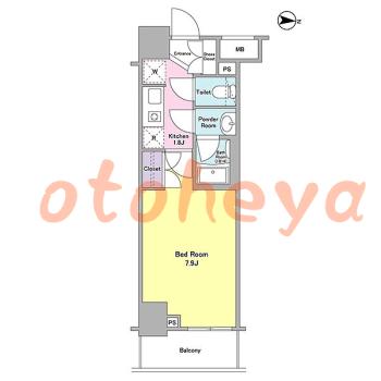 新築の楽器可相談 の 賃貸物件 1K 9.8万円の図面１