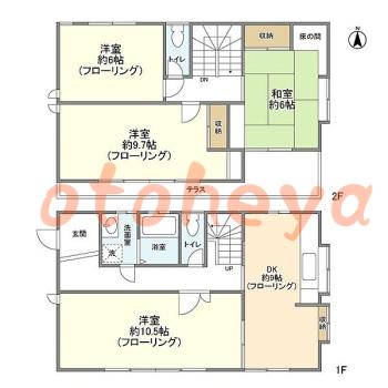 楽器ピアノ可相談 の 賃貸物件 4DK 15万円の図面１