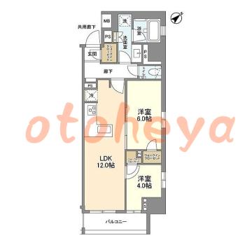 楽器ピアノ可相談 の 賃貸物件 2LDK 25万円の図面１