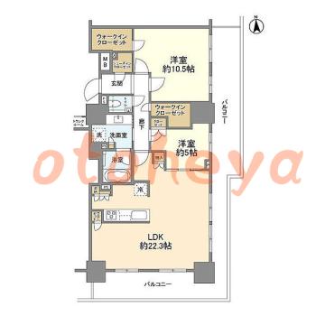楽器ピアノ可相談 の 賃貸物件 2LDK 34万円の図面１