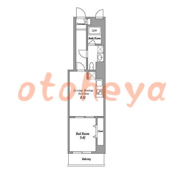 楽器ピアノ可相談 の 賃貸物件 1LDK 16.4万円の図面１