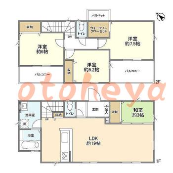 楽器ピアノ可相談 の 賃貸物件 4LDK 16.9万円の図面１