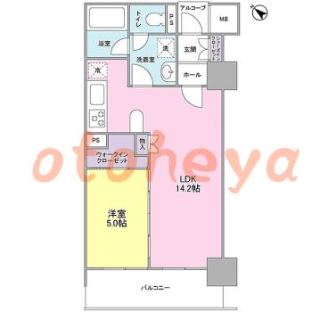 楽器ピアノ可相談 の 賃貸物件 1LDK 24.4万円の図面１
