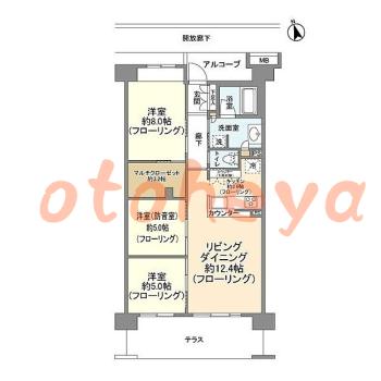 楽器ピアノ可相談 の 賃貸物件 3LDK 23.8万円の図面１