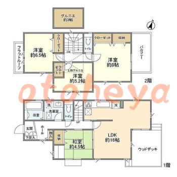 楽器ピアノ可相談 の 賃貸物件 4LDK 19万円の図面１