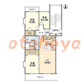 楽器ピアノ可相談 の 賃貸物件 3LDK 17万円の図面１