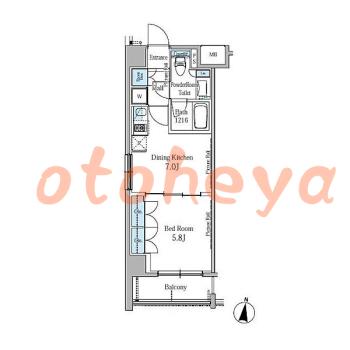 楽器ピアノ可相談 の 賃貸物件 1DK 14.5万円の図面１