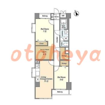 楽器ピアノ可相談 の 賃貸物件 2SLDK 15.2万円の図面１
