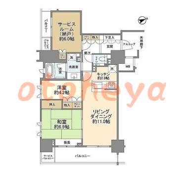 楽器ピアノ可相談 の 賃貸物件 2SLDK 27.7万円の図面１