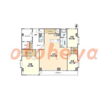 楽器ピアノ可相談 の 賃貸物件 3LDK 80万円の図面１