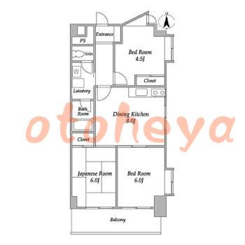 楽器ピアノ可相談 の 賃貸物件 3DK 13万円の図面１