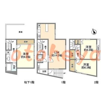 楽器ピアノ可相談 の 賃貸物件 3LDK 40万円の図面１