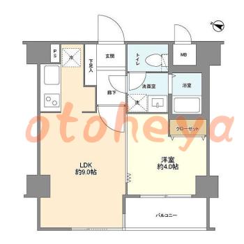 楽器ピアノ可相談 の 賃貸物件 1LDK 12.2万円の図面１