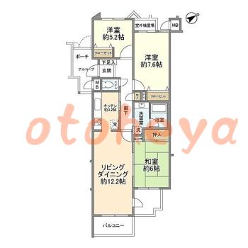 楽器ピアノ可相談 の 賃貸物件 3LDK 18万円の図面１