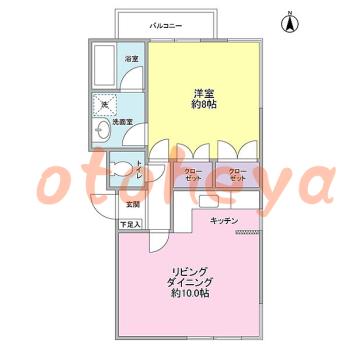 楽器ピアノ可相談 の 賃貸物件 1LDK 12万円の図面１