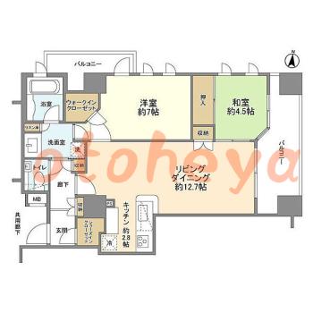 楽器ピアノ可相談 の 賃貸物件 2LDK 24.8万円の図面１