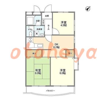 楽器ピアノ可相談 の 賃貸物件 3DK 7.6万円の図面１